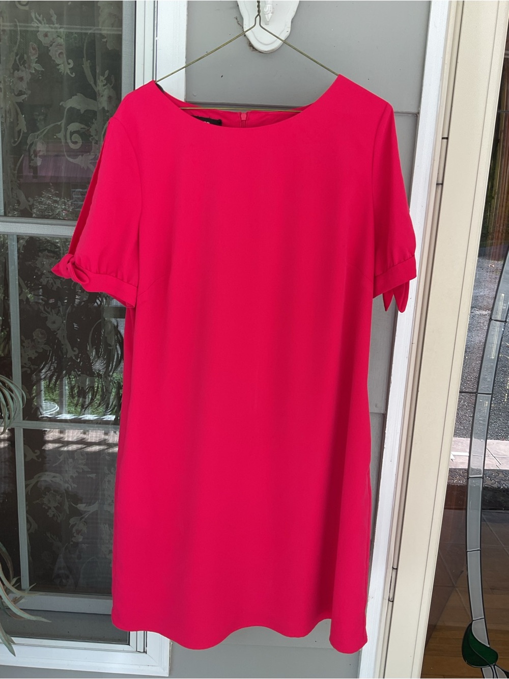 AGB Sheath FormalWomen’s Dress Size 16 Hot Pink Classic Open Sleeves Lined EUC